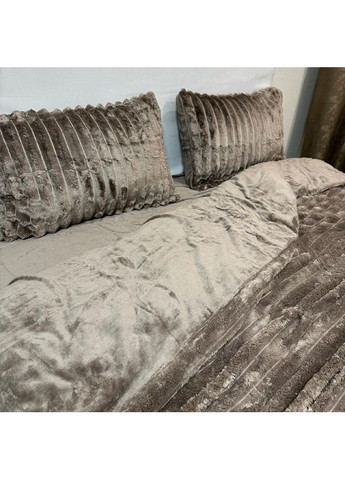 Комплект постельного белья Шарпей, микрофибра, евро размер, пододеяльник на замке, наволочки 50х70 (2 шт.) кофейного цвета No Brand (372448818)