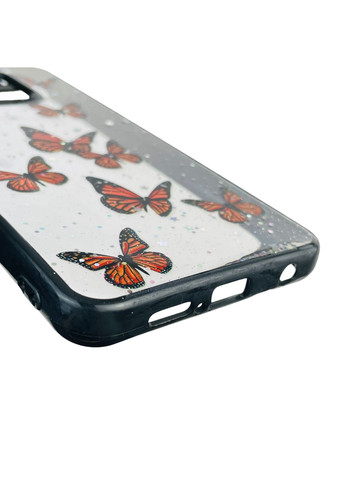 Чехол для Redmi Note 9 Pro с блёстками с бабочками на сяоми редми нот 9 про черный Xiaomi (366389956)