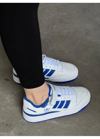 Белые демисезонные кроссовки мужские adidas forum low white blue адидас форум белые No Brand