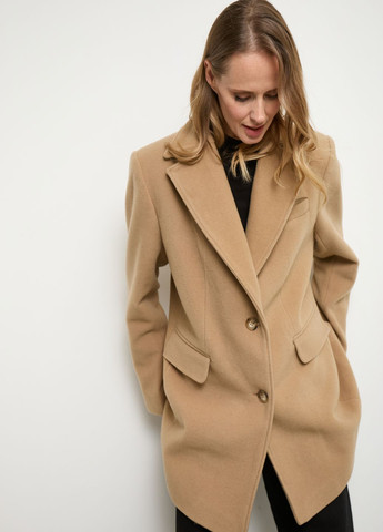 Бежевое полупальто из кашемира Kohai