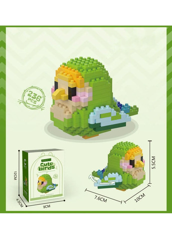 Мініконструктор фігурка папуги Нерозлучник із рухомими крилами, diy конструктор, 236 деталі No Brand (370290431)