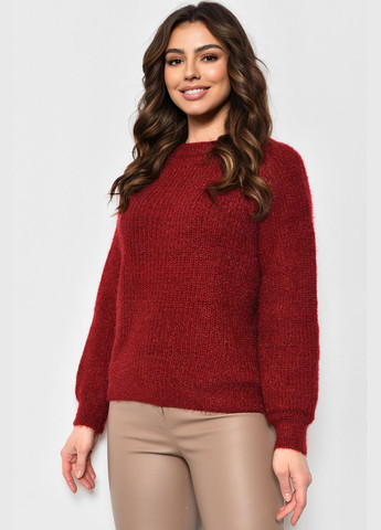Бордовий зимовий светр жіночий бордового кольору пуловер Let's Shop