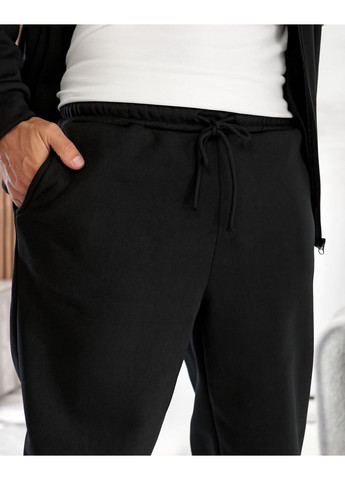 Чорний демісезонний костюм чоловічий тринитка на флісі штани та кофта Україна