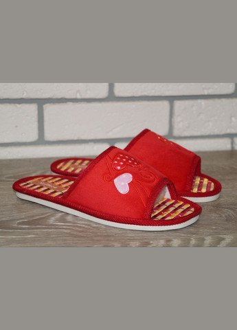 Жіночі домашні капці з бамбуковою устілкою та сердечками червоні No Brand sollaza (292128923)