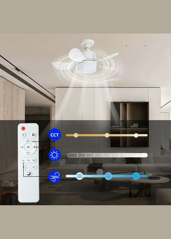 Потолочный вентилятор-светильник с лампочным цоколем E27, адаптером 120мм, потолочным патроном Е27 и пультом Monocrystal (335064314)