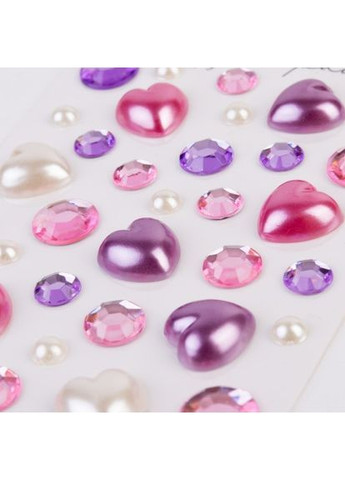 Стрази самоклеючі Heart mix 743000 36 шт бузкові з рожевим Santi (365639580)