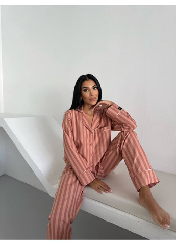 Рожева всесезон затишна піжама сорочка + брюки No Brand