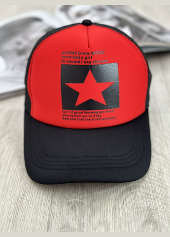 Кепка тракер із сіточкою Зірка Чорний з червоним 56-61р (8098) No Brand (294205923)