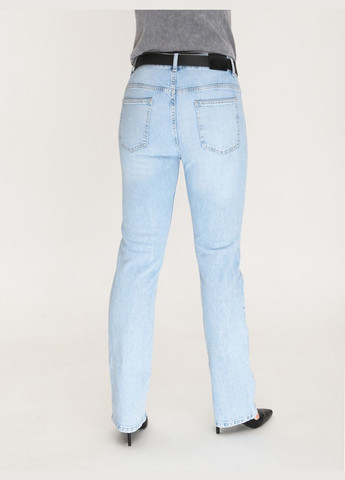 Джинсы женские голубые прямые со средней посадкой большой размер Пряма Angelina Mara - (322999570)