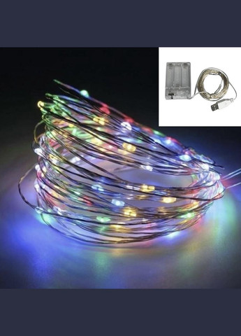 Гирлянда Роса 20 м на медной проволоке, Батарейки, USB, 200 LED, мульти (разноцветная) No Brand (365652527)