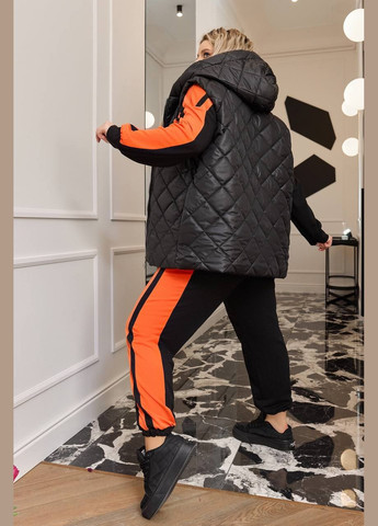 Женский костюм тройка с жилеткой цвет черный-оранж р.50/52 450905 New Trend (282928032)