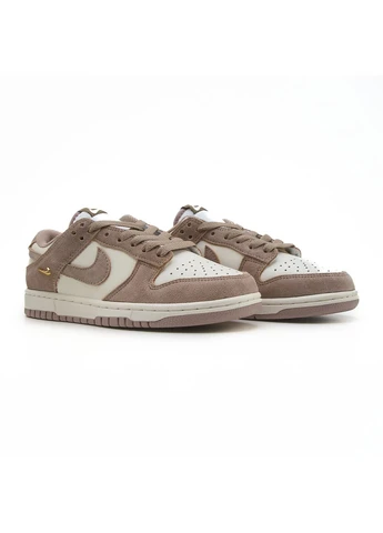 Комбіновані кросівки чоловічі nike dunk low malt gold mini swoosh найк данк демісезон No Brand