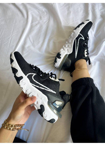 КРОСІВКИ ЖІНОЧІ NIKE REACT VISION BLACK WHITE НАЙК РЕАКТ ВІСІОН No Brand чорні демісезони (367173546)