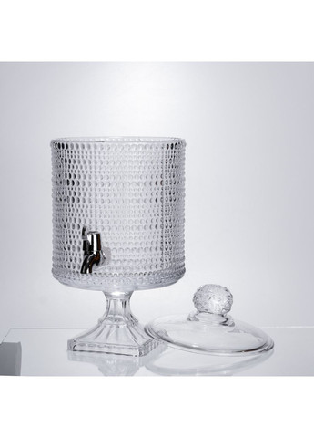 Лимонадниця з краном на підставці скляна 4.5 л лимонадник 39 см прозорий HP-19-3045-9 Yiwu (369446666)