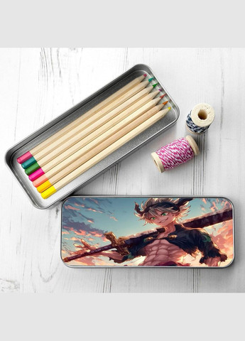 Органайзер для канцелярського приладдя металевий, кейс для дрібниць Чорна конюшина #001 7*18 см Silver No Brand (309153482)