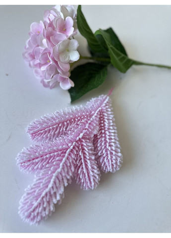 Гілочка хвойна лита SGH Lux Marshmallow Pink рожева засніжена (150 шт.) 33 см HVOYA (372798529)