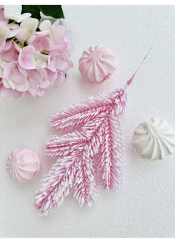 Гілочка хвойна лита SGH Lux Marshmallow Pink рожева засніжена (150 шт.) 33 см HVOYA (372798529)