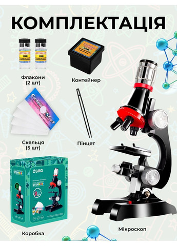 Мікроскоп дитячий оптичний шкільний з підсвіткою для дітей для досліджень 1200Х National Geographic 1411 (362026419)