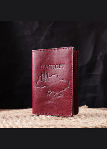 Прекрасная кожаная обложка на паспорт Карта 16776 Бордовая Grande Pelle (331913475)