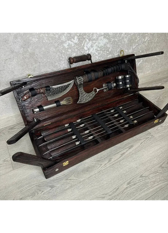 Набор шампуров бури ручной работы в деревянном кейсе. Шампура на подарок. No Brand (361377302)