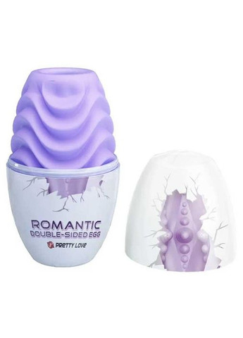 Яйце-мастурбатор текстуроване двостороннє силіконове чоловіче пристосування компактне фіолетове Pretty Love (366665150)