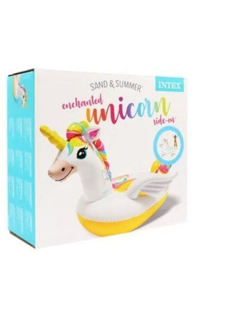 Надувний плотик для катання 57561 «Єдиноріг», 198 х 140 х 102 см, жовтий Intex (323217207)