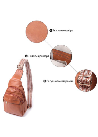 Практична жіноча сумка через плече з отвором для навушників з екошкіри 22789 Рудий Vintage (303877304)