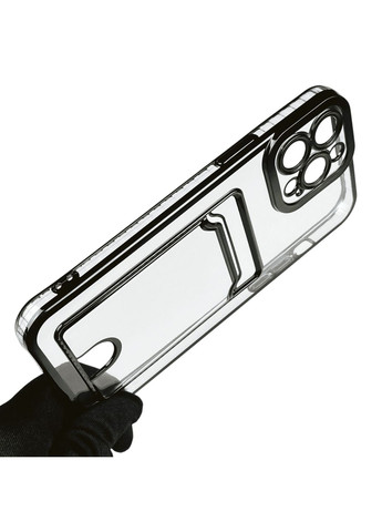 Чохол для iPhone 13 Pro Max із чорною окантовкою з кишенькою для карток на айфон 13 про макс чорний Apple (366020586)