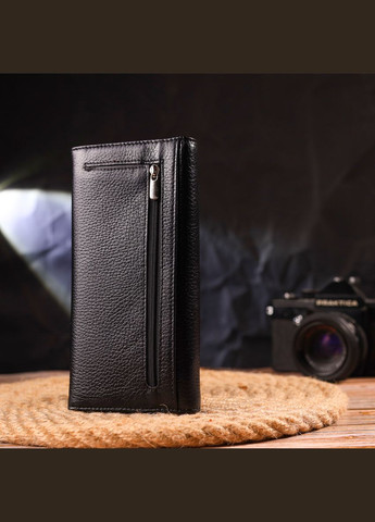 Женский кошелек из натуральной зернистой кожи с монетницей 21625 Черный Canpellini (306881458)