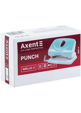 Діркопробивач 20 арк. " " /3820-18-A/ Welle-2 з пласт.верх, Pastelini, м'ятний (1/12/96) Axent (367755204)