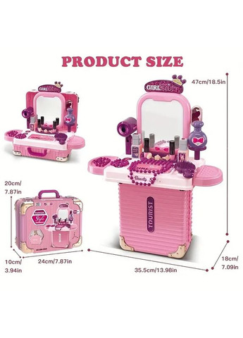 Дитячий ігровий набір туалетний столик трюмо 3в1 з аксесуарами прикрасами No Brand (363042335)