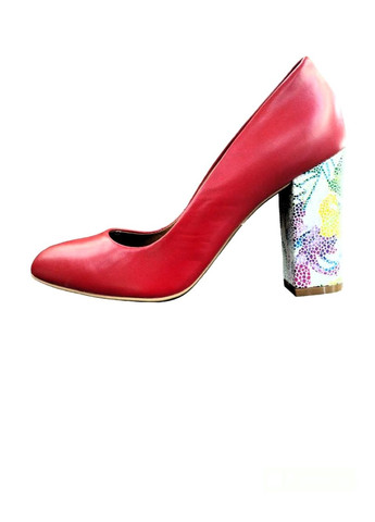 Rylko жіночі туфлі на високому стійкому підборі з декором 37 (23,5 см) червоні мері джейн червоний з натуральна шкіра, — всесезон (323159430)