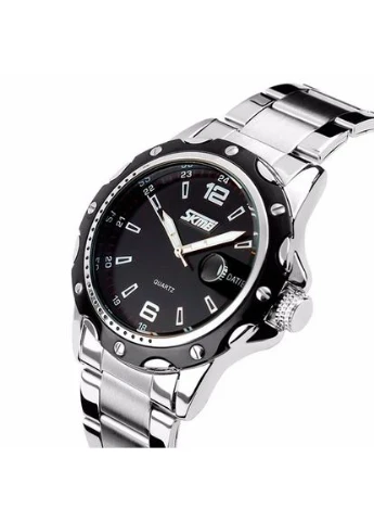 Наручні годинники Skmei кварцові металеві 43х12 мм чорний срібло No Brand Robby Elastic Black (401850302)