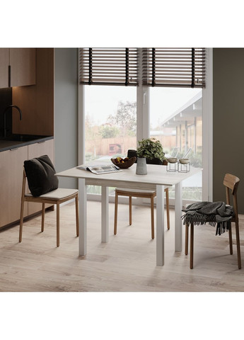 Стіл-трансформер Dinner Glass 900x750x600 Артвуд світлий/Білі ноги/Біле скло (TB16202000101) Art In Head (337308997)