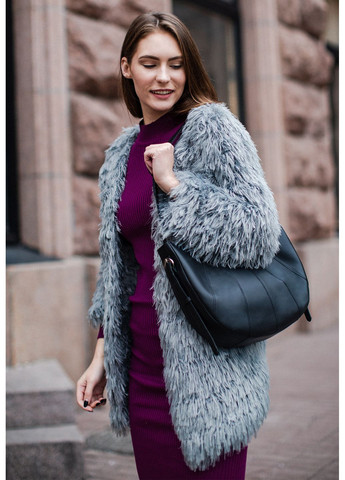 Шкіряна жіноча сумка Круасан чорна Krast BlankNote сумка бохо (348359239)