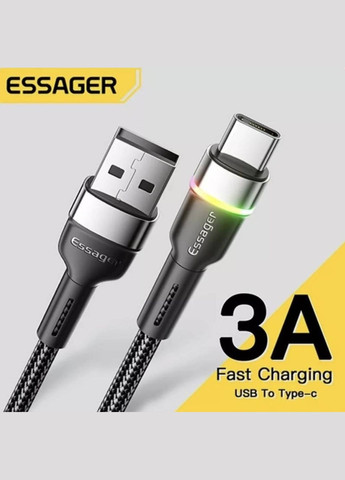 Зарядка USB кабель для синхронизации и зарядки Android и других устройств USB Type-C 3 м Черный Essager (341534059)