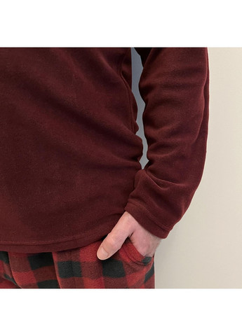 Піжама (кофта+штани) чоловіча тепла Фліс бургунді Клітка SNC20247 SNC (373275001)