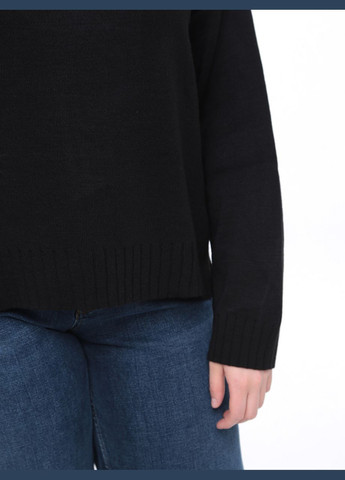 Черный зимний свитер женский черный свободный с воротником джемпер Karon Вільна