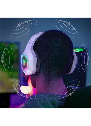 Геймерские игровые Bluetooth наушники B100 с выдвижным микрофоном и LED подсветкой White Onikuma (356112229)