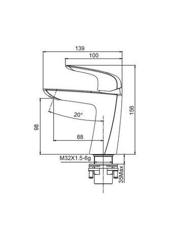 Змішувач для умивальника KB-10008-05 ( ) (KR3471) KOER (321205473)