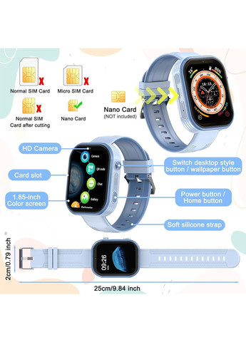 Дитячий смарт-годинник з підтримкою sim-карти та дзвінків блакитний Amazon (373038140)