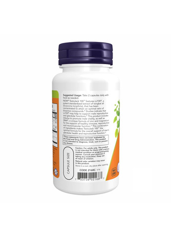 , TestoJack 100, 60 вегетарианских капсул Now Foods (361972084)