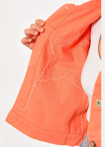 Персиковый женский джинсовка женская персикового цвета Let's Shop однотонный - демисезонный