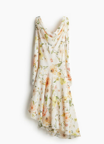 Молочное праздничный платье H&M с цветочным принтом