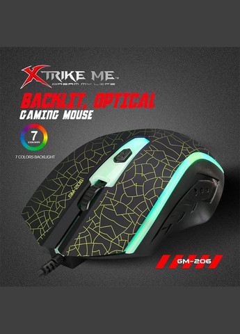 Мышь Gaming Backlight GM-206 черная с подсветкой XTRIKE ME (301406837)