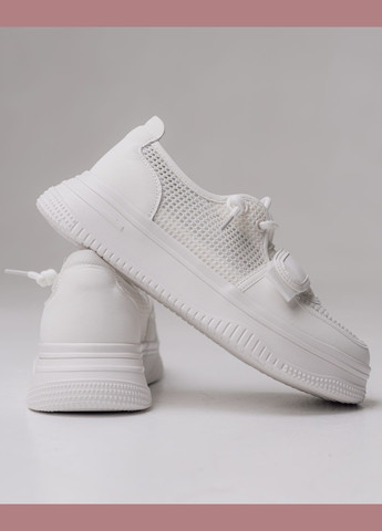 Белые кеды летние с сеткой белые кожа Prima d'Arte