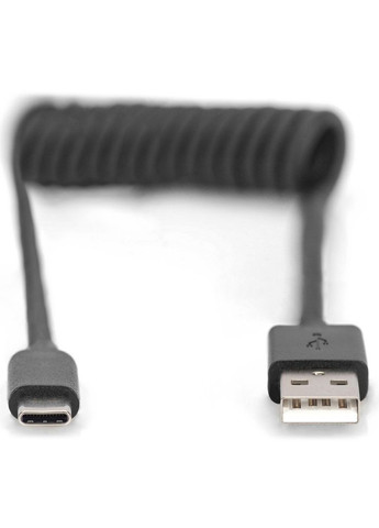 Дата кабель USB 2.0 AM to Type-C 1.0m spiral black (m437204) Digitus USB 2.0 AM to USB-C 1.0m (0.32m) spiral black (367070916)