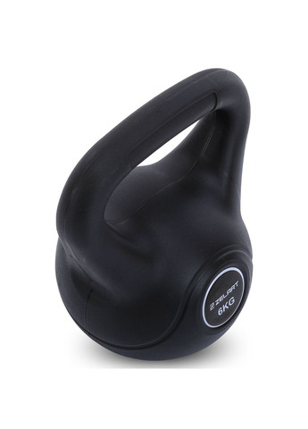 Гиря тренувальна цільна пластикова TA-5427-6 6кг (наповнення цемент, чорний) Zelart (361439014)