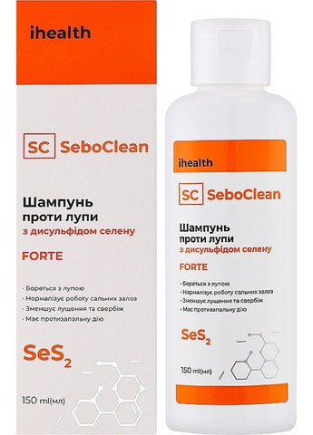 Шампунь для волос против перхоти с дисульфидом селена SeboClean Forte 150ml (1304590-31158665) iHealth (368620229)
