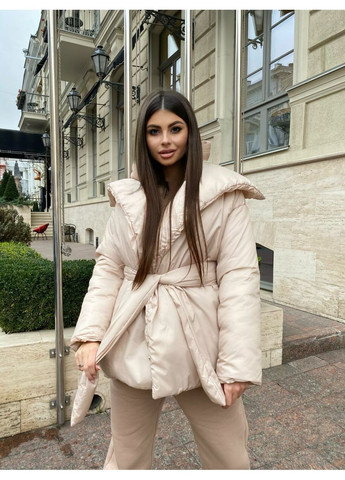 Бежева зимня куртка жіноча куртка-ковдра KaraMix